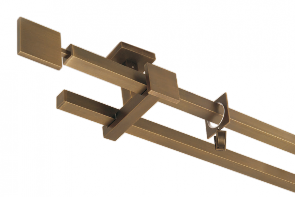 Double curtain rod Quadro bronze color